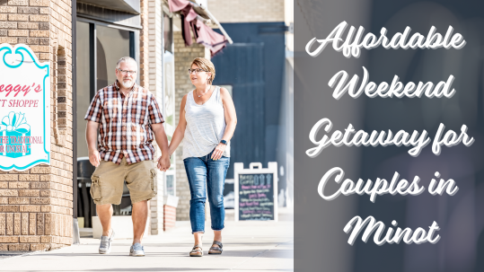 Couple walking in Downtown Minot